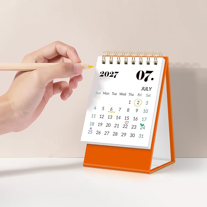 KONVINIT Small Desk Calendar 2026-2027, Sunset 2026 Desk Calendar - Runs From July 2026 Until December 2027, 18 Months Mini Desktop Calendar 2026 for School, Home & Office Supplies