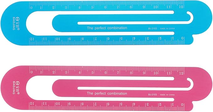 HARFINGTON Straight Ruler 12cm Metric Bookmark Clip Ruler Metal Aluminum Alloy Scale on Both Sides Measuring Scale Tool for Measure Study Reading Classroom Office, Blue & Red