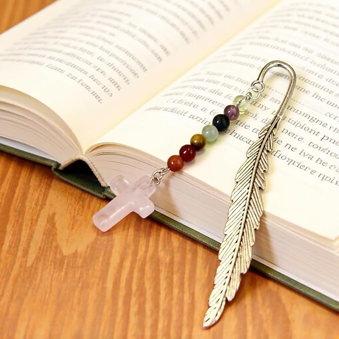 Metal Bookmark, Faith Cross Personalized Book Marks with Pendants, Pretty and Aesthetic Book Accessories Reading Gifts for Women Girls Boys