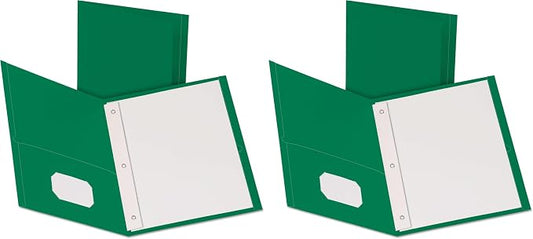 Oxford Twin Pocket Folders with Fasteners, Letter Size, Hunter Green, 25 per Box (57756) (Pack of 2)
