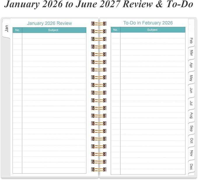 2026-2027 Monthly Planner - January 2026 - June 2027, Two Pages Per Month, 18 Monthly Calendar/Planner with Tabs, Strong Twin-Wire Binding, Inner Pocket, 3.75" x 6.5", Purple