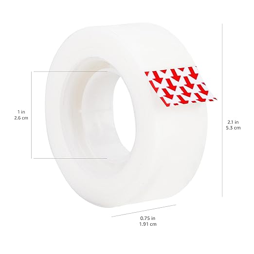 Amazon Basics Matte Finish Tape, 6 Pack, 3/4" Width x 1000" (27.8 yds) Length, Translucent