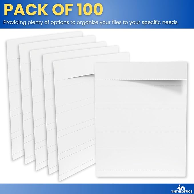 1InTheOffice Hanging Folder Tab Inserts, 3-1/2", 100/Pack (3")