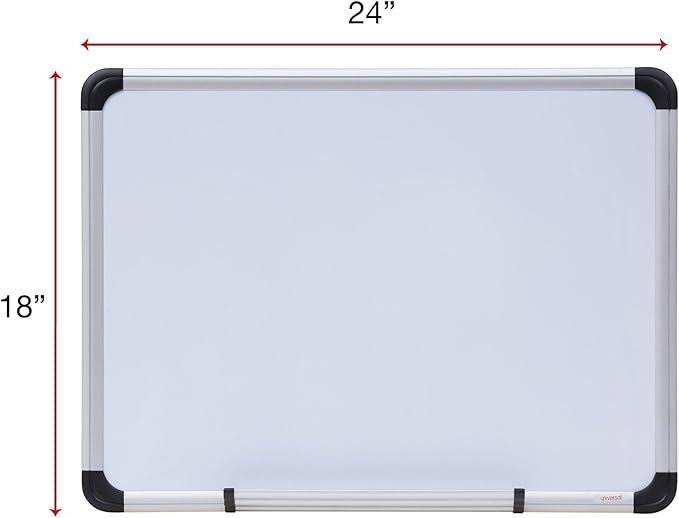 Universal 43732 Magnetic Steel Dry Erase Board, 24 x 18, White, Aluminum Frame