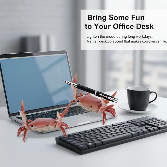 2Pcs Funny Weightlifting Crab Pen Holder Unique Desk Decor for Office, Home, or Gift, Cute Crab Stationery Organizer