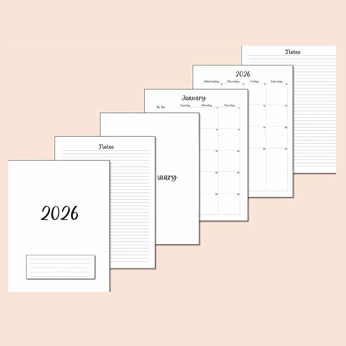 2026 Monthly Planner Calendar Refills for 7,8,9,11 Disc Mini, Classic, Skinny, Junior, Big size Discbound, Happy Planners, Loose-Leaf Inserts, 12 Month (11 Disc Letter, Minimalist)