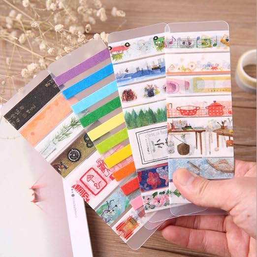 PVC Washi Cards,Storage Bookmark Washi Tape Separate Office School Supplies 40 pcs