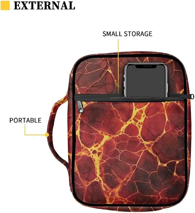 Coldinair Fire Bible Cover Case for Men Women,Bible Bags Book Covers Kids Scripture Carrying Case with Handle and Pocket,Bible Book Carrying Case Tote Handbag