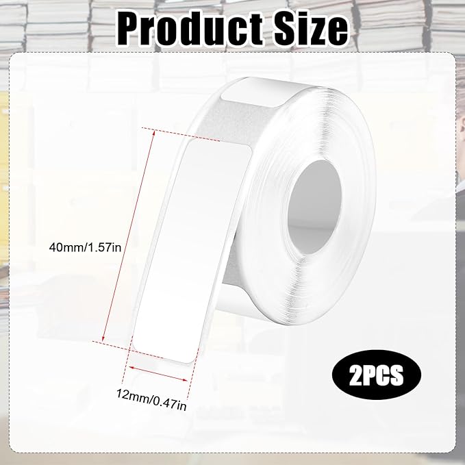 420pcs/2 Rolls Thermal Labels for Phomemo D30, 12x40mm Label Printer Maker Tape Self-Adhesive Label Print Paper Stickers for Home Office (White)