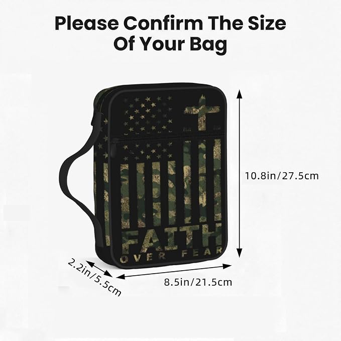 Camo American Flag Faith Cross Religious Bible Cover Case Carrying Book Protector Case Bible Study Supplies Accessories Holder Case Christian Gift for Women Men