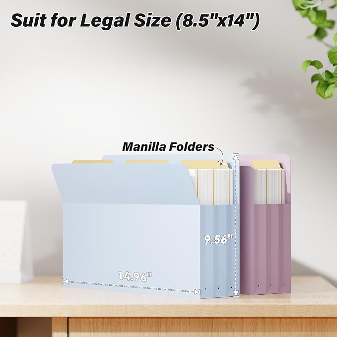 Ansook Leagl Size Expanding File Folders,6 Pack 5.25" Accordion File Pockets Folders,Heavy Duty Expandable File Folders for Cabinet,with Straight-Cut Tab,Holds 8.5" x 14" documents & Manila Folder