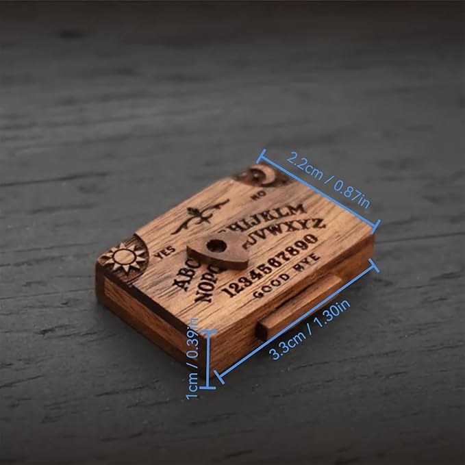 Veloshine Wooden Mini Spirit Board with Storage Drawer, Gothic Letters and Numbers, Sunburst Design, Decorative Ouija-Style Home Ornament (B)