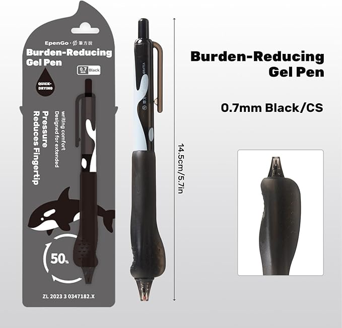 0.7mm Fine Point Gel Pens with Ergonomic Grip - Smooth Writing Black Ink, Retractable Click Pen, 5 Pens + 6 Refills Pack, Great Gift for Office, School, Nurses & Adults