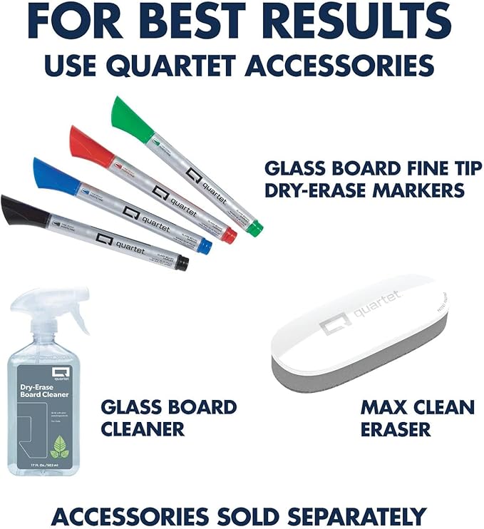 Quartet Glass Dry Erase White Board 18"W x 6"H, Compact Desktop Whiteboard with Storage Drawer, Marble (GDP186M)