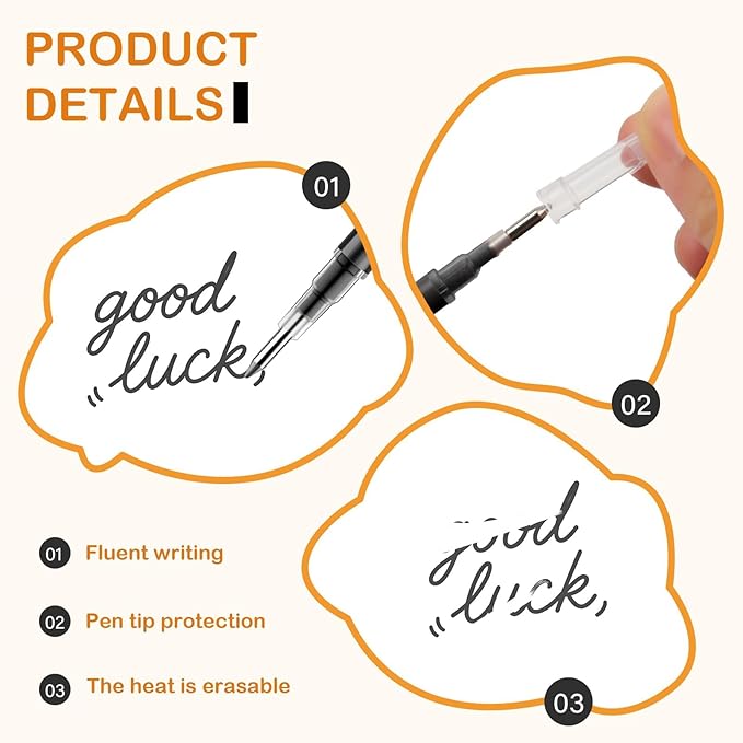 16Pcs 0.7mm Black Erasable Gel Ink Pen Refills Compatible with Frixion Friction, Replaceable Medium Fine Point Clicker Refill Stationery (16, Black)