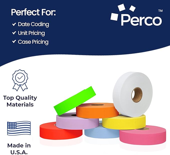 Monarch 1131 Multicolored Sleeves—64 Rolls, 8 Sleeves, 160,000 Labels for Monarch 1131 Price & Date Guns—Includes White, Yellow, Blue, Lavender & Fluorescent Colors (Red Green Pink Orange)—Made in USA