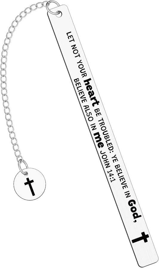 Bible Bookmark for Women Book Lovers Christian Book Marker Gifts for Reader Teens Girls Religious Bookmarks Church Cross Chain Scripture for First Communion
