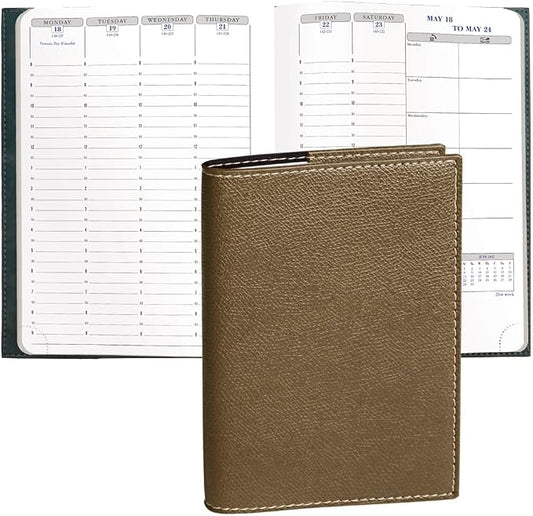 Exacompta 2027 Visual - Weekly/Monthly Planner - 12 Months, Jan. to Dec. - 6" x 8 1/4" - Grained Faux Leather Club Bronze Cover - Time Management Appointment Organizer
