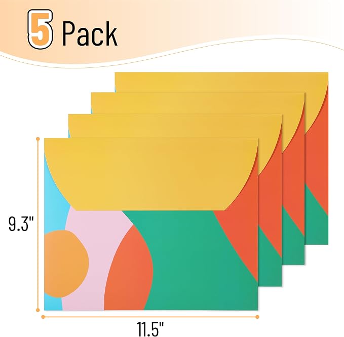 Mr. Pen Cute Multicolor Paper Folders with Pockets, 5 Pack, 2 Pocket, A4 Size, Contemporary Style