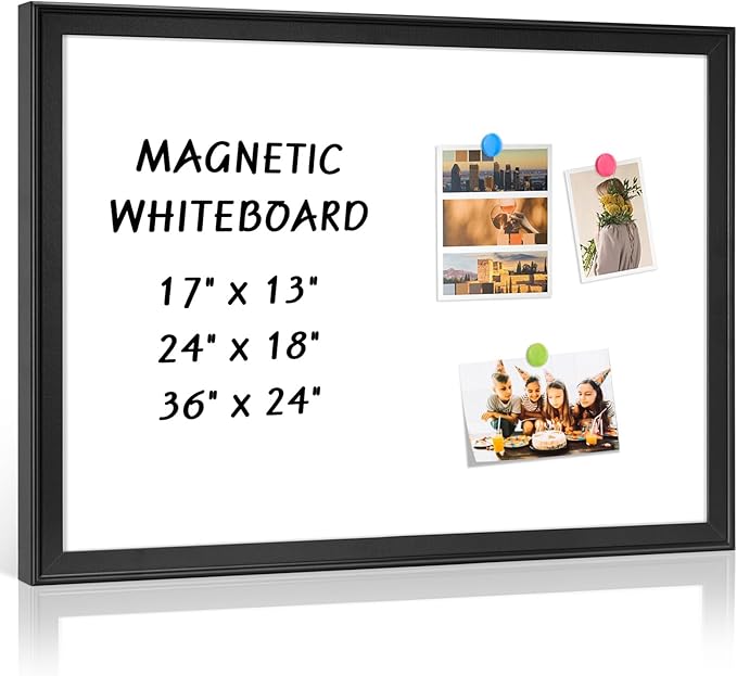 White Board for Wall, 36" x 24" Magnetic Dry Erase Board, Decorative Wooden Frame Large Whiteboard, Wall Mounted, Aesthetic Writing Board for Home, Office, School - Black