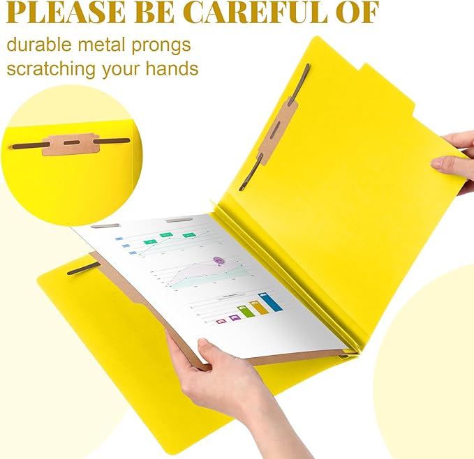Skyygemm 24 Pcs Classification Folders Letter Size, 1 Divider Pressboard File Folder with Fasteners, Expanding File Organizer Bulk for School Teachers, Office Employee, Coworker, Staff (Yellow)