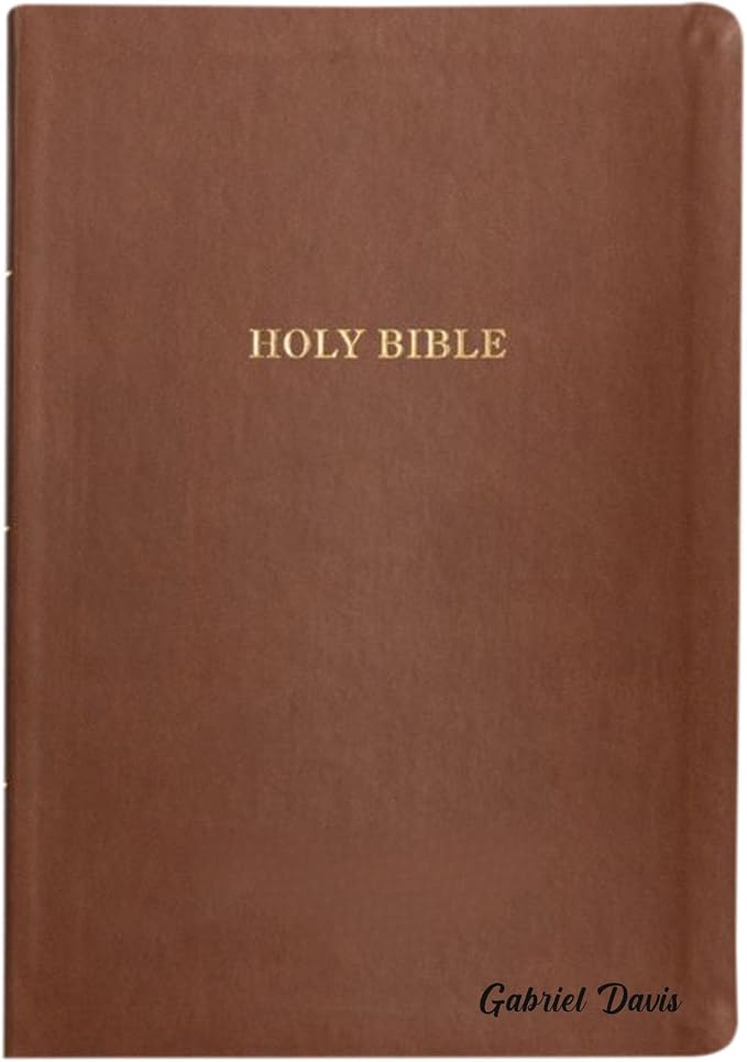 Personalized KJV Holy Bible Brown Faux Leather Thinline Design | Large Print | Custom Name at the Lower Right Side | Gift for Christian & Religious Celebrations
