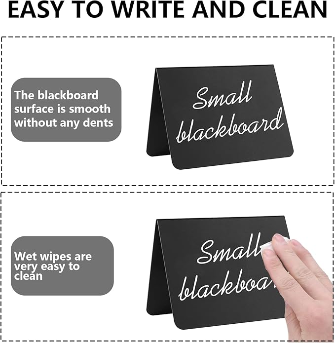 20 Pack 4"x3" V-Shaped Mini Chalkboard Signs, Self-Standing Tabletop Food Labels for Wedding, Bakery, Buffet, Easy to Write & Wipe Off, Includes 7 Color Chalk Markers, Cleaning Cloth