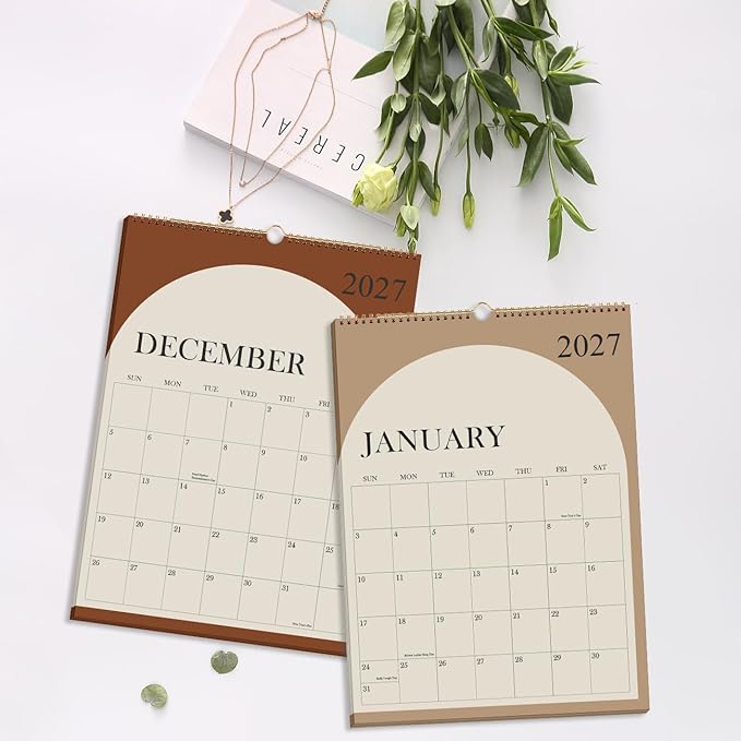 Wall Calendar 2026-2027 - 19 Months Calendar 2026-2027 from June 2026 - December 2027, 2026-27 Wall Hanging Calendar Planner with Thick Paper, 12" x 14.5", Cyan