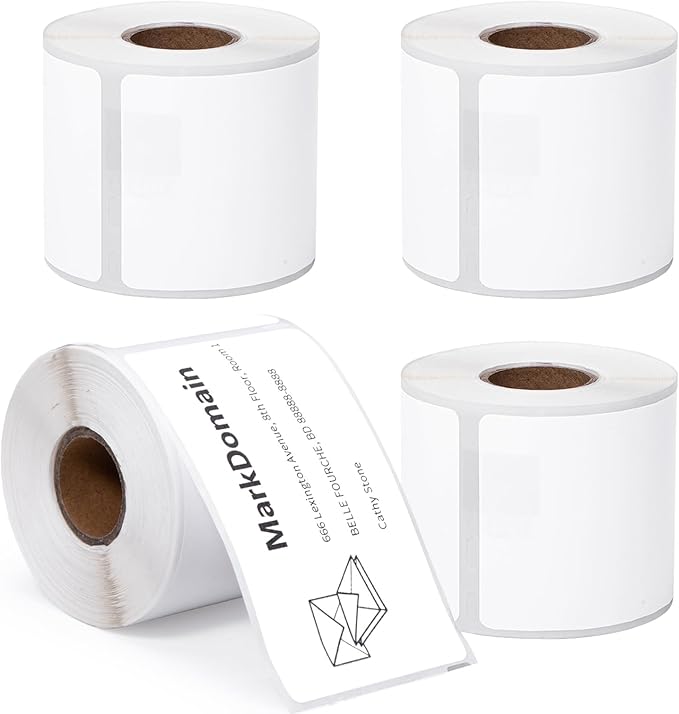 Compatible with Dymo 30256 Labels 59 x 102 mm (2-5/16" x 4") for LabelWriter 400 450 Duo Twin Turbo 4XL Printer (300/Roll, 4 Rolls) MarkDomain Large Shipping White Paper Label