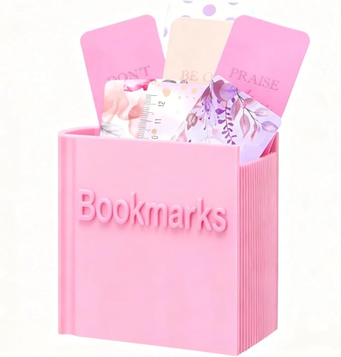 3D Printed Book Shaped Bookmark Holder Bookish Gifts Gift Bookish Accessory Office Desk Supplies Funny Bookmark Accessories End of Year Gift for Teacher(Pink)