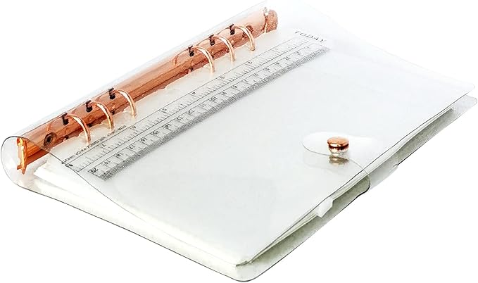 A6 A5 6-Holes Colorful PVC Cover Personal Organizer with Snap Button Closure File Folder for Loose Leaf Sheet Notebook (Rose Gold, A5 Combo)