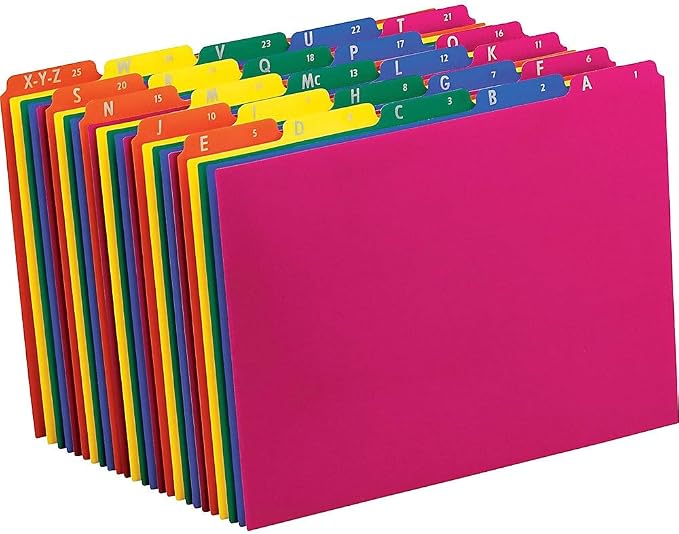Pendaflex 40142 Top Tab File Guides, Alpha/A-Z 1/5 Tab, Polypropylene, Letter (Set of 25) (Pack of 6)