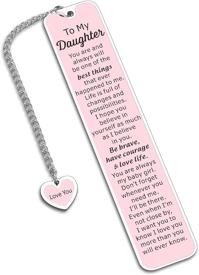 5th Grade Graduation Gifts for Girls, Graduation Gift for Daughter, Daughter Gifts from Dad Mom, Bookmark for Daughters, Pink Bookmark, Back to School Supplies for Girls