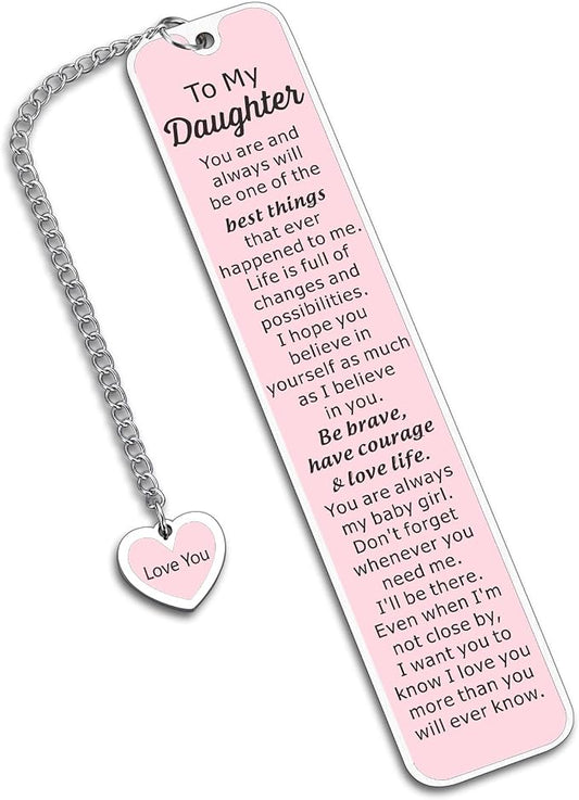 5th Grade Graduation Gifts for Girls, Graduation Gift for Daughter, Daughter Gifts from Dad Mom, Bookmark for Daughters, Pink Bookmark, Back to School Supplies for Girls