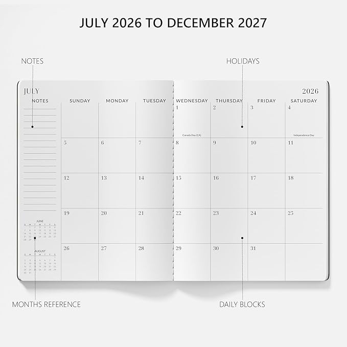 Monthly Planner 2026-2027, Jotsome 18 Months Calendar Planner from July 2026 to December 2027, 8.5"x11", Stitched Binding, Soft Cover, Large Monthly Personal Planner for School Plan, Study and Schedule, Black
