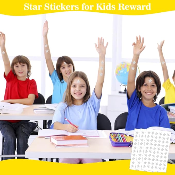 1080 PCS Silver Star Stickers, Small Star Stickers, 20 Sheets Holographic Star Stickers, Star Sticker for Kids Reward, School Planner, Behavior Chart, Classroom Teacher Supplies, DIY, Home