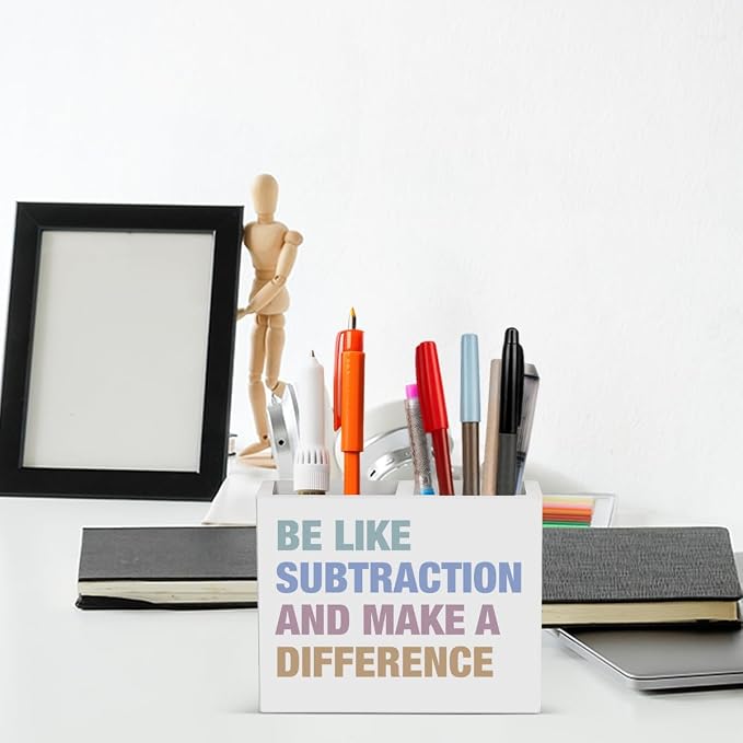 Math Teacher Pencil Holder Decor Teacher Appreciation Gifts for Office Mathematician Math Lover Gifts math Theme Wooden Organizer Vase for Office Home Desk Table