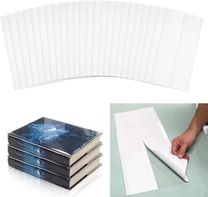 20 Pcs Fold-On Archival Book Jacket Center-Slit Books Dust Jacket Covers Clear Archival Book Cover Protector for Librarian Collector (9.5" H X 20" L)