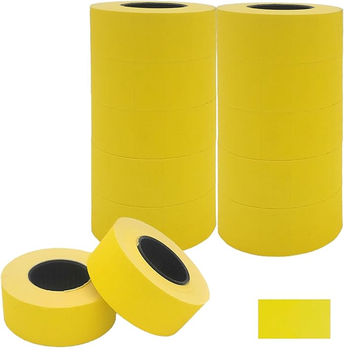 Motex 2 Line Blank Labels - 10,000 Fluorescent Yellow Blank Price and Date Gun Labels, Fits MX-2316