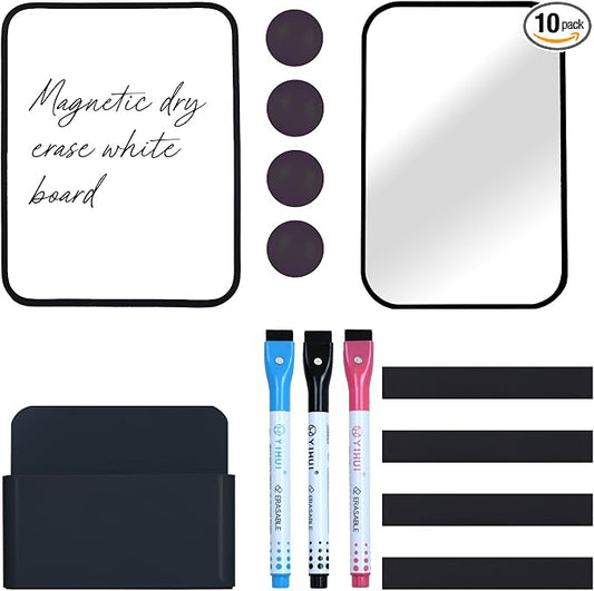 Denylo pro Magnetic Locker Accessories Kit Back to School Essentials Locker Organizer Supplies Includes Whiteboard Mirror Storage Box Dry Erase Marker and More for Back to School Essentials，Black