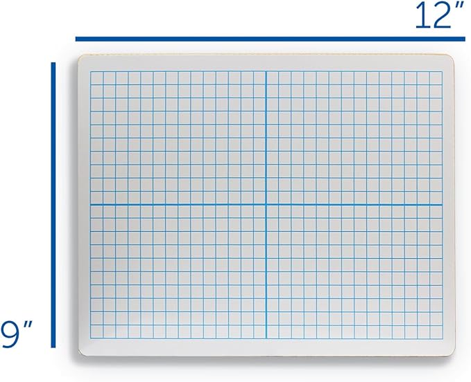 Flipside Products 9" x 12" XY Axis Two-Sided Dry Erase Boards 12 Pack, White Boards, Classroom Pack, Double Sided Lapboard for Class, Reusable for Group Participation, Bulk