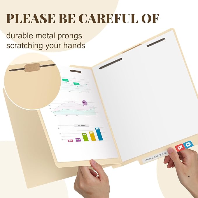Skyygemm 24 Pack Large Classification Folders, 1 Divider Pressboard File Folder with Fasteners, Expanding File Organizer Bulk for School Teachers, Office Employee, Coworker, Staff(Beige)