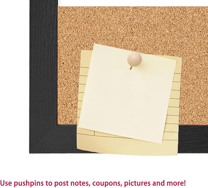 Dry Erase Calendar Whiteboard for Wall, Combination Magnetic Dry Erase White Board & Bulletin Board, 23.6" x 31.5" Wood Framed Calendar/Cork Combo Board(BK-6080)
