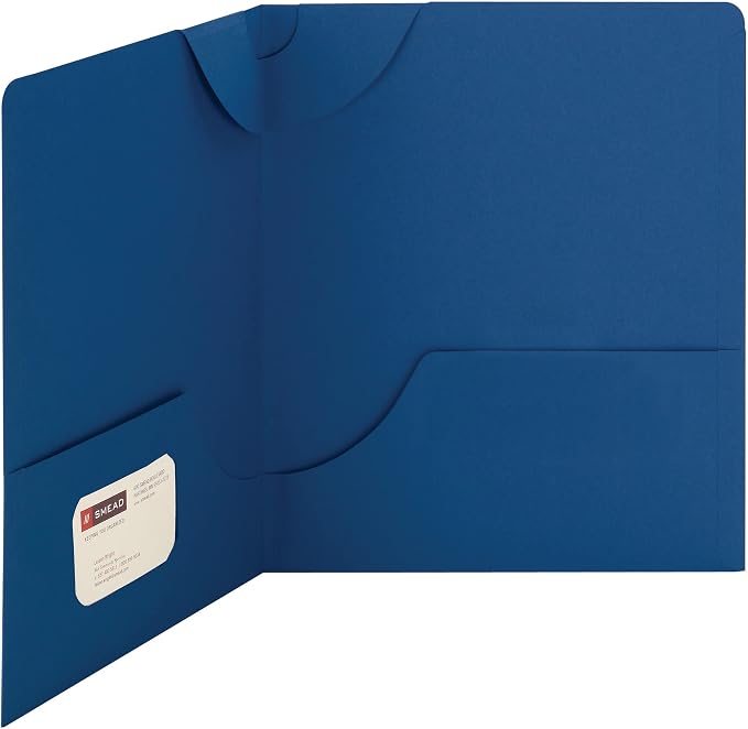 Smead Lockit Two-Pocket Heavyweight Folder, Letter Size, Dark Blue, 25 per Box (87982) (Pack of 2)