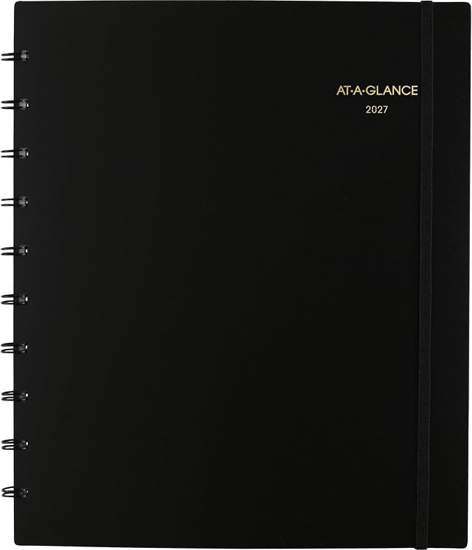 AT-A-GLANCE 2027 Appointment Book Planner, Weekly & Monthly, 8.75" x 11", Quarter-Hourly, Move-A-Page, Black (70950E0527)