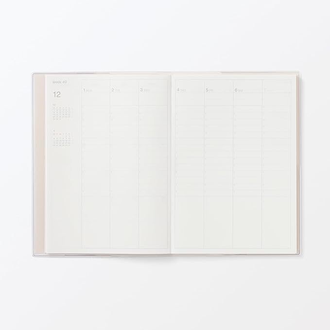 MUJI 848545 2026 B6 Vertical Schedule Book, Starts December 2025, B6, White, Monthly Weekly