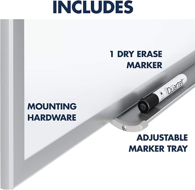 Quartet Magnetic Dry Erase White Board, 24"W x 18"H Whiteboard, Nano-Clean Surface Resists Ink Stains, Silver Aluminum Frame (SM531)