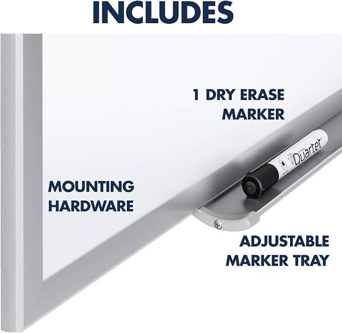 Quartet Magnetic Dry Erase White Board, 36"W x 24"H Whiteboard, Nano-Clean Surface Resists Ink Stains, Silver Aluminum Frame (SM533)