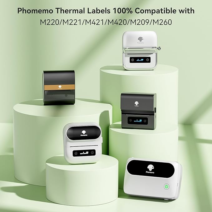 Phomemo M220 Labels, for M250 M200 M221 M260 3 Inch Label Printer, Multi-Purpose Thermal Paper for Address, Shipping, Ingredient, Clothing, Small Business, Black on White 2.76"x3.15"(70x80mm) 3 Rolls