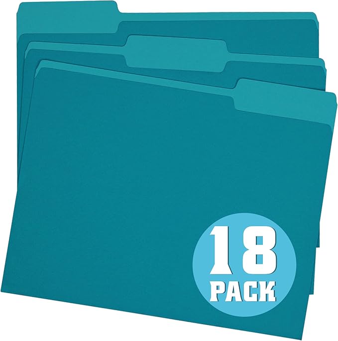pmybupo File Folders Letter Size,18 Pack Sapphire Blue Folders 8.5x11 1/3-Cut Tabs,Colored File Folders Office Home School for Documents Files Paper